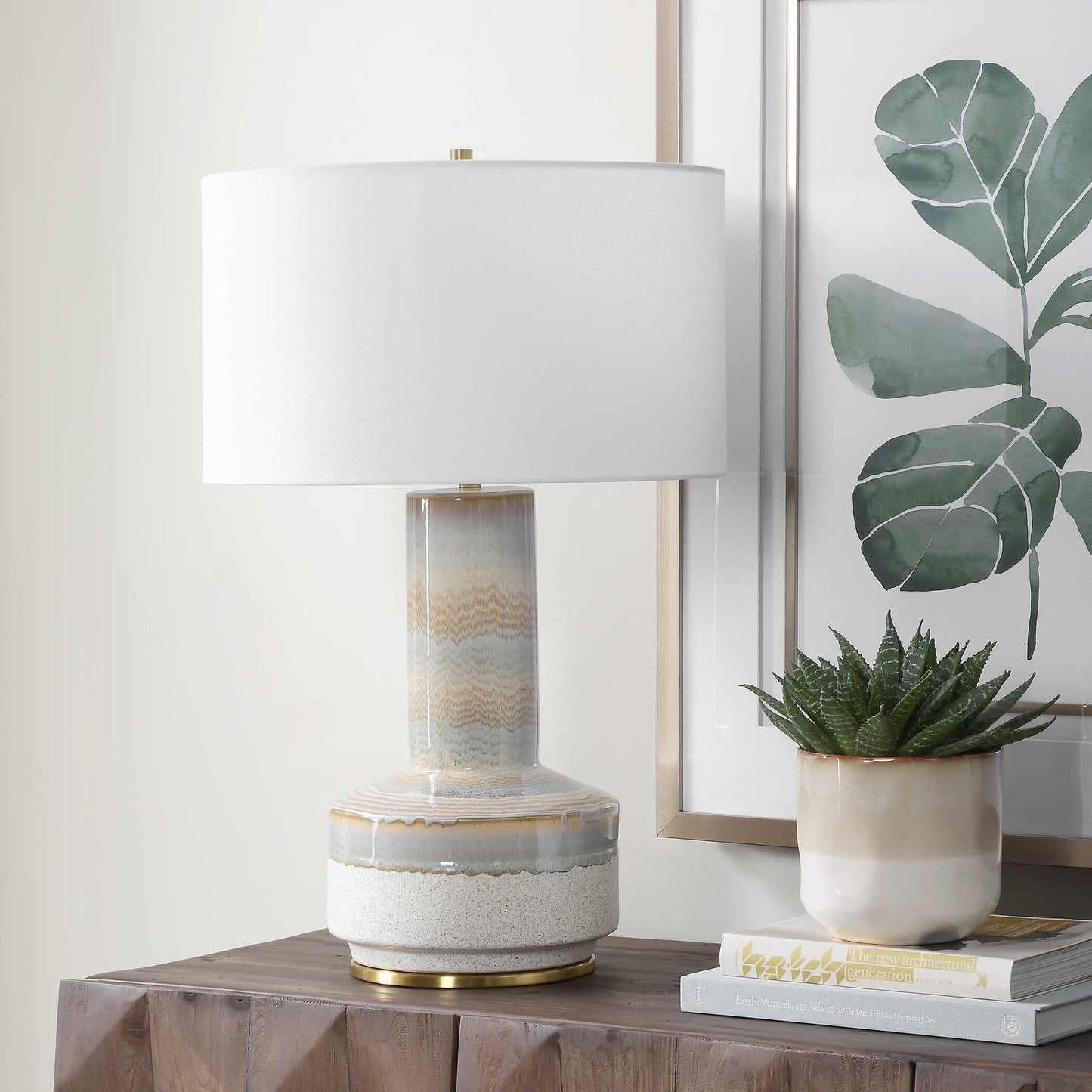 Armitage - Textured Table Lamp - Blue / Brown / Gray / White