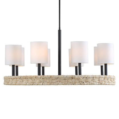 Faiyam - 8 Light Rattan Chandelier - Black