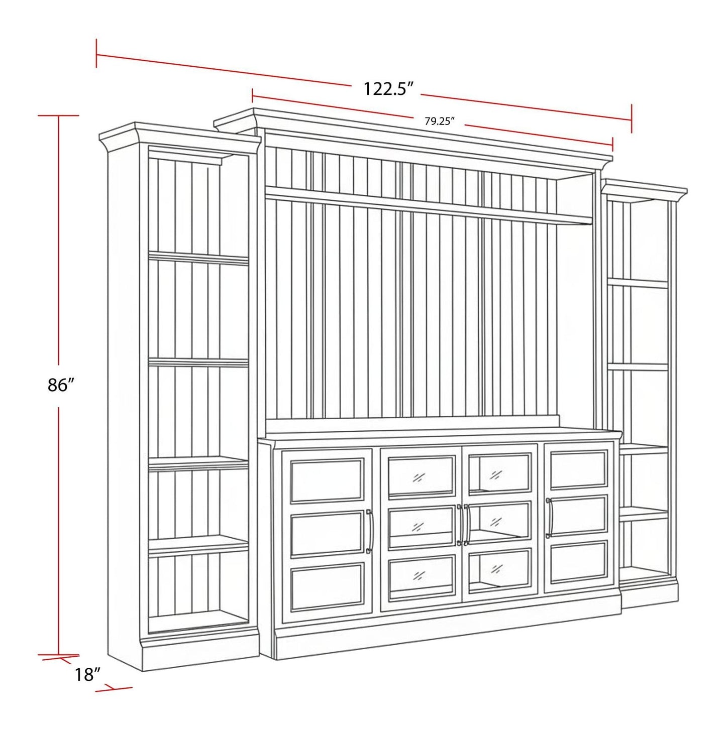 Shoreham - 4 Piece Entertainment Wall - Effortless White