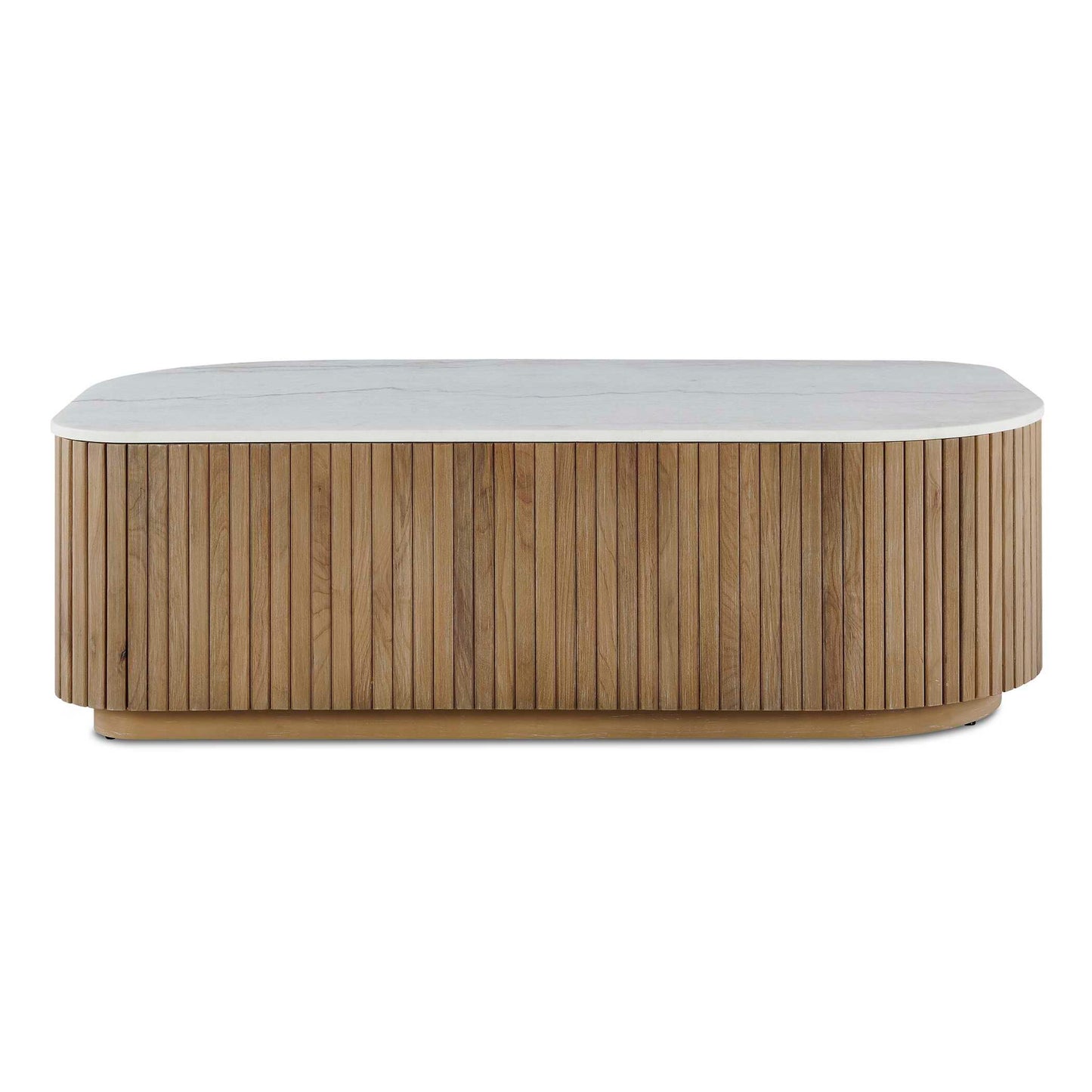 Arik - Marble Top Coffee Table - White / Woodtone