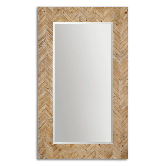 Demetria - Oversized Wooden Mirror - Light Brown