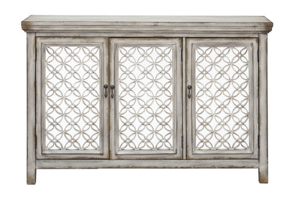 Cara - Three Door Credenza - Lizzy Hazy Gray / Mirror