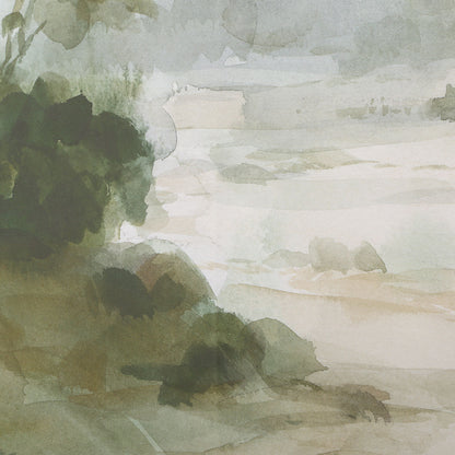 Verdant - Watercolor Landscape Print - Light Brown