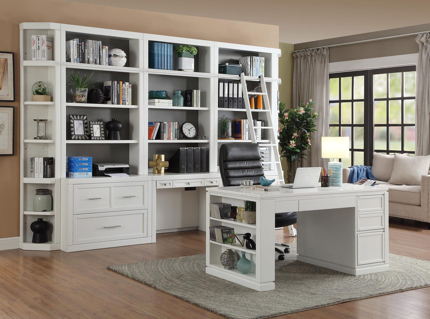 Catalina - Library Desk And Hutch - Cottage White