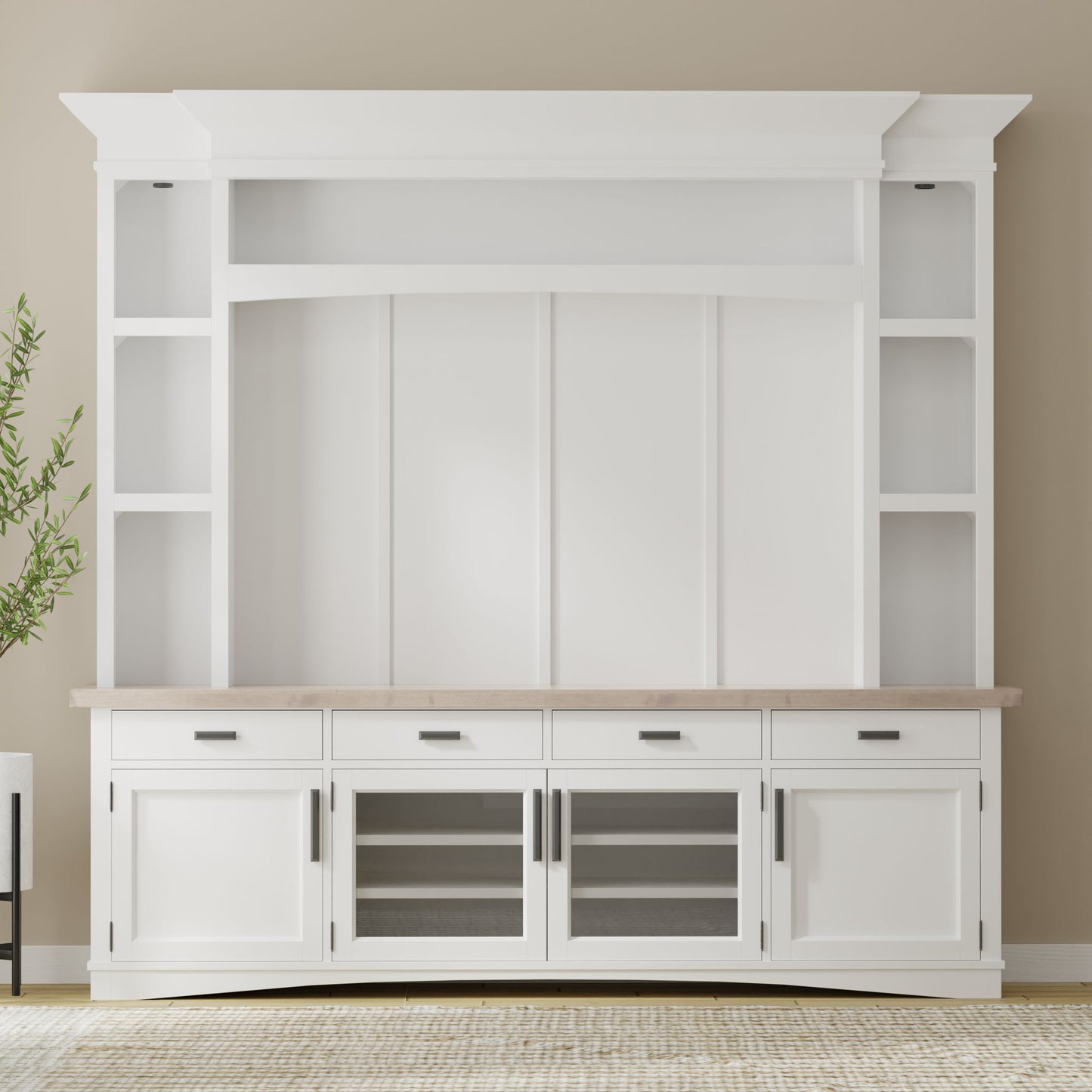 Americana Modern - TV Console with Hutch, Backpanel and LED Lights