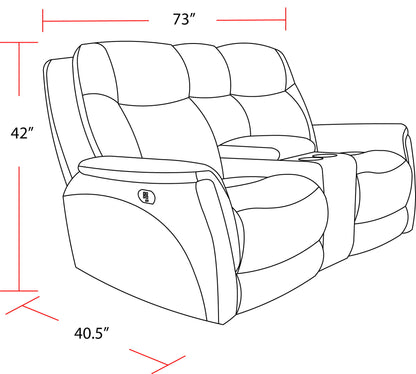 Linus - Zero Gravity Power Reclining Console Loveseat - Hudson Gray
