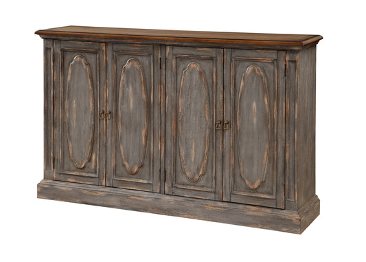 Brooke - Four Door Credenza - Sicily Aged Blue Rub