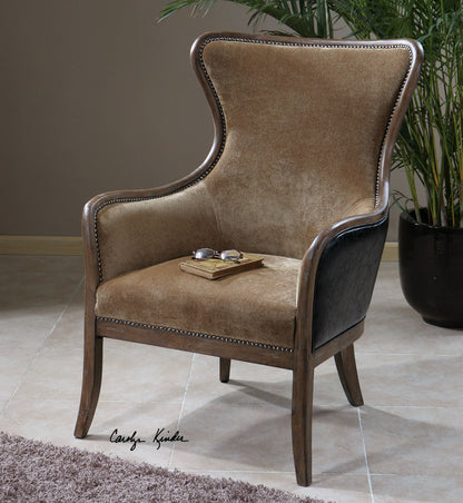 Snowden - Tan Wing Chair - Light Brown