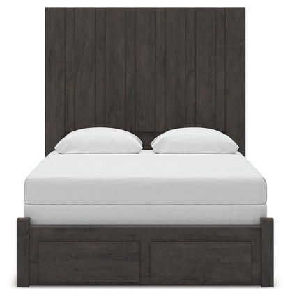 Fraluna - 3 Pc. - Queen Panel Storage Bed, Dresser And Mirror - Charcoal