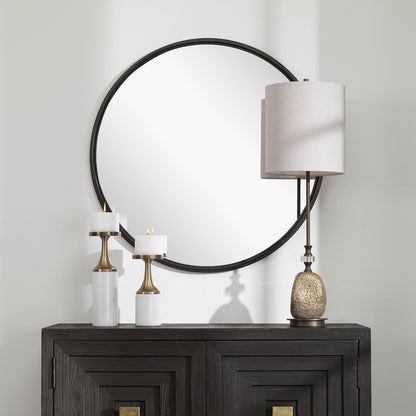 Belham - Round Iron Mirror - Black