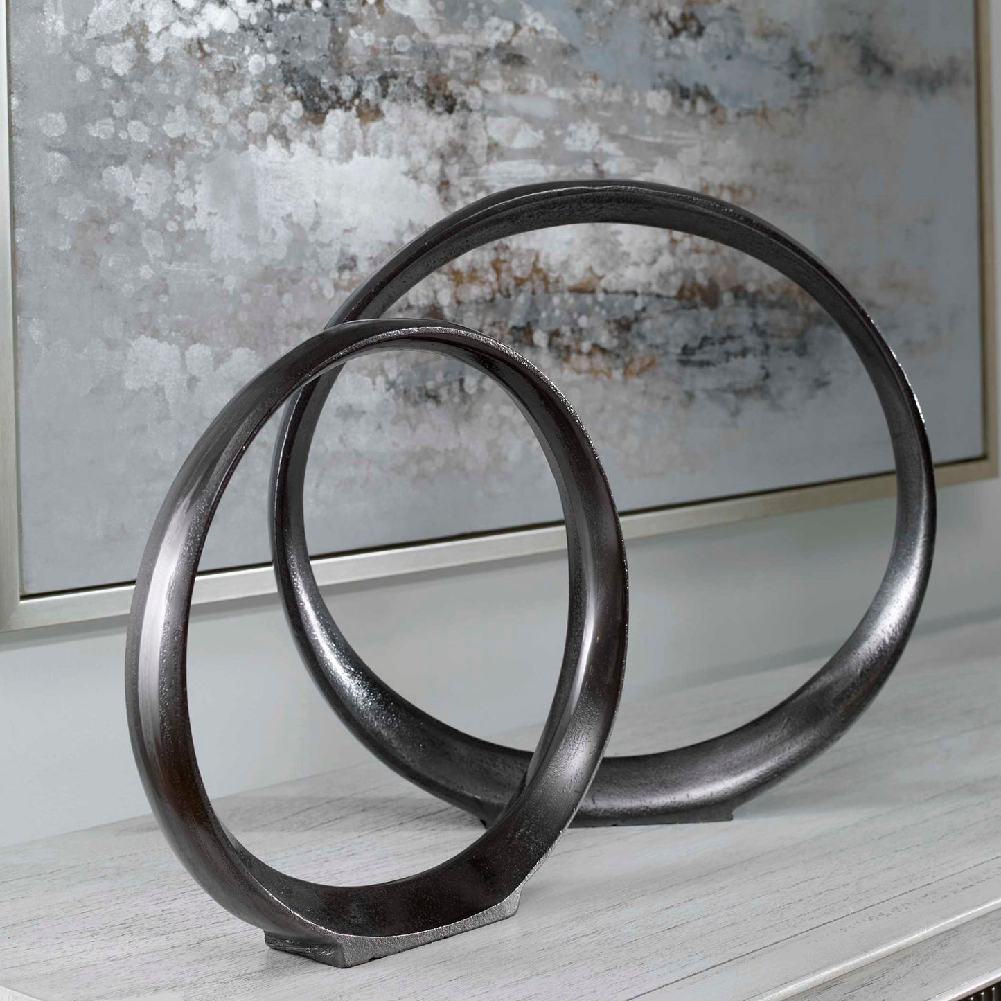 Orbits - Ring Sculptures (Set of 2) - Black