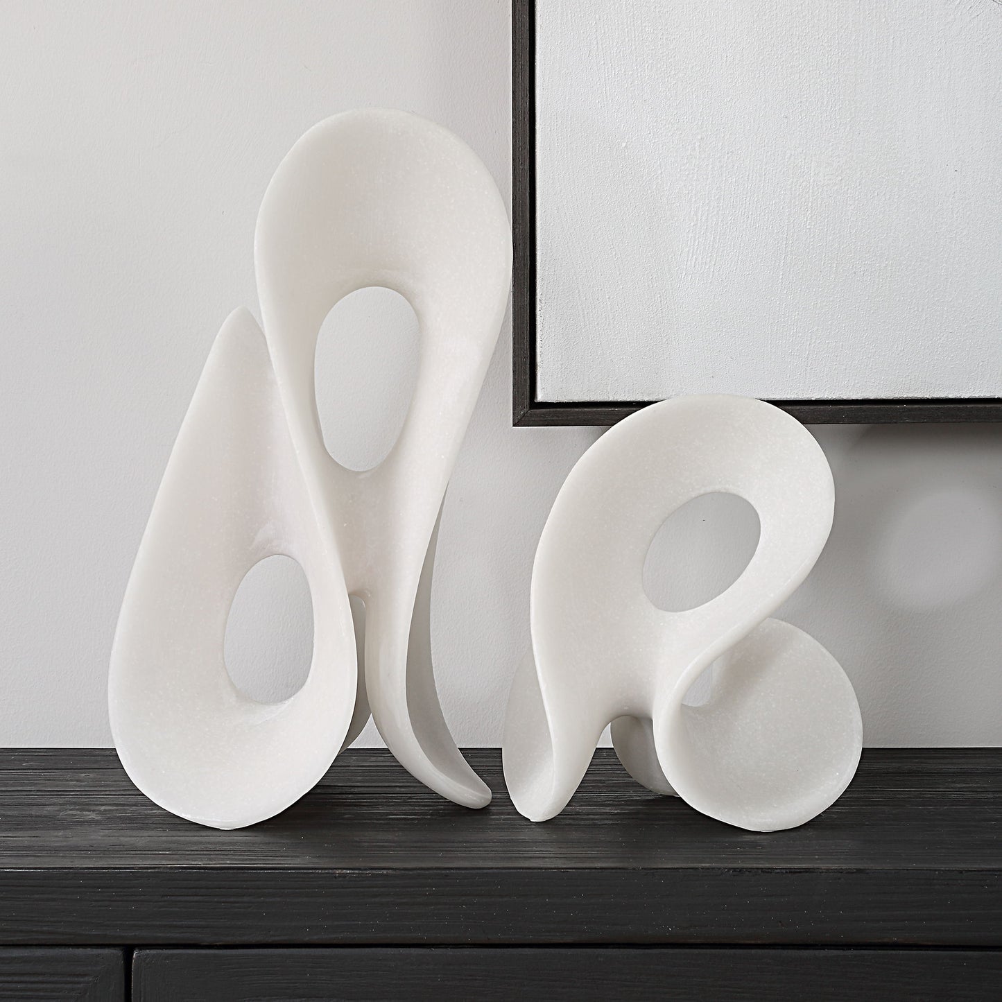 Silent Wave - Sculptures (Set of 2) - White