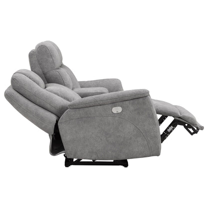 Linus - Zero Gravity Power Reclining Console Loveseat - Hudson Gray