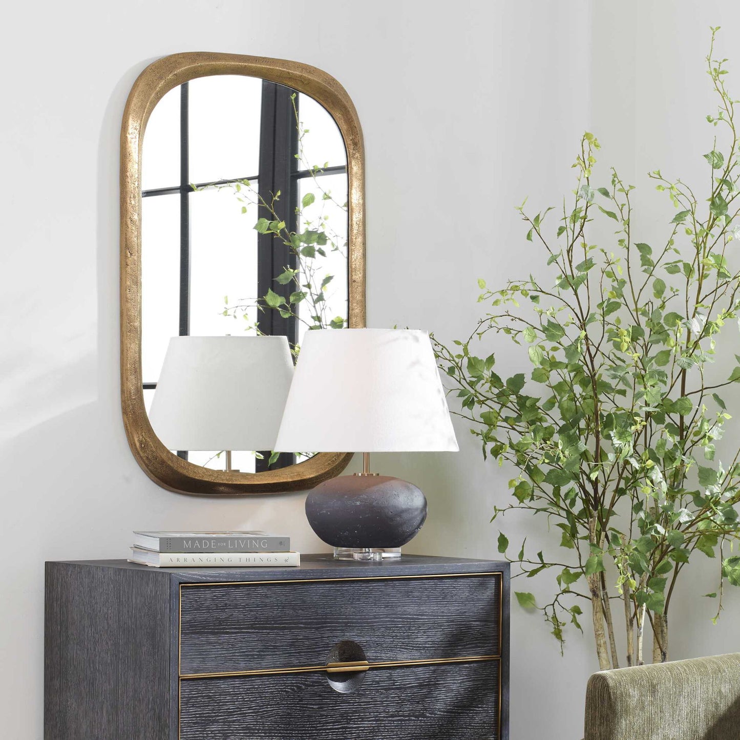 Malone - Brass Mirror - Light Brown
