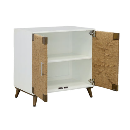 Egret - Two Door Cabinet - White / Jute