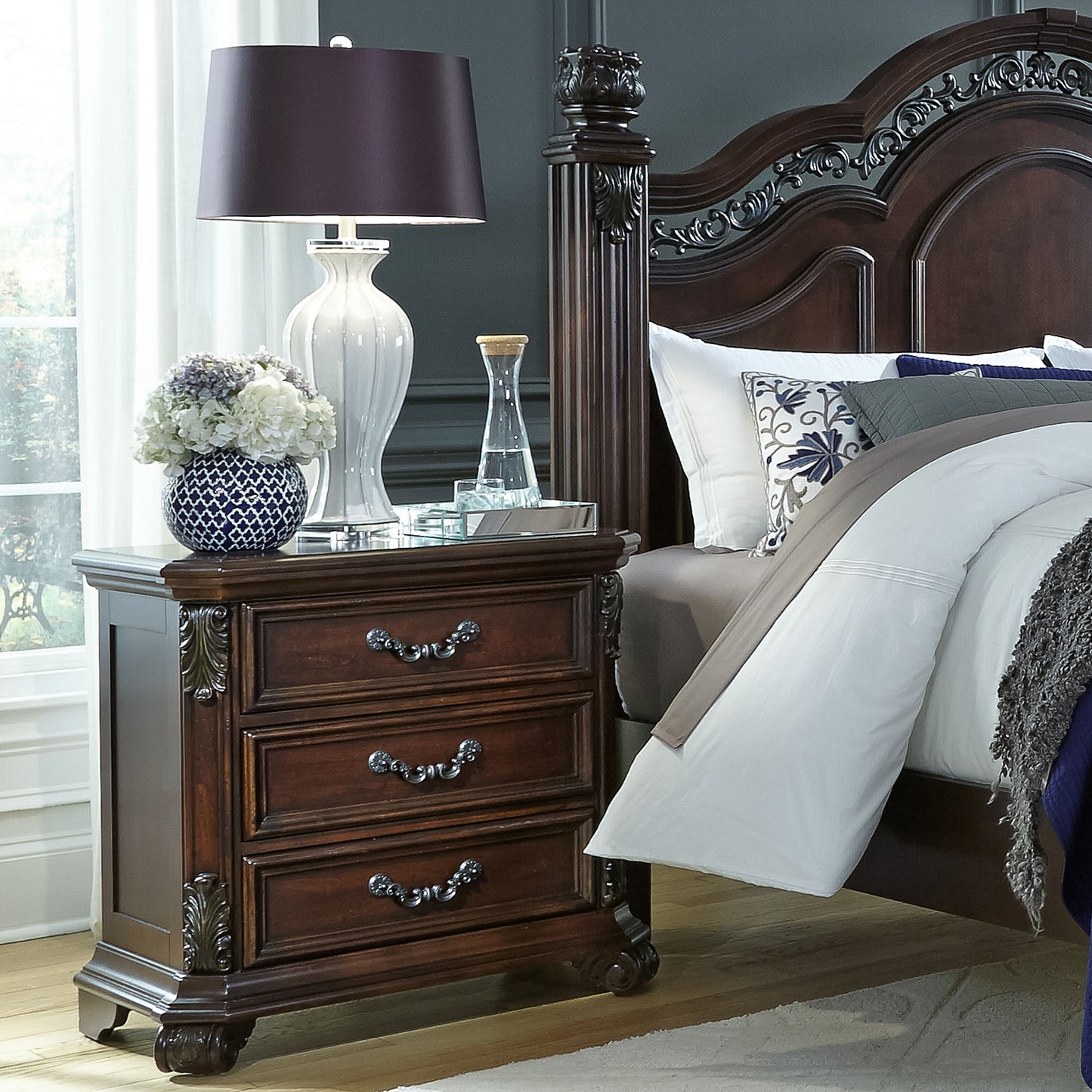 Messina Estates - 3 Drawer Nightstand - Dark Brown