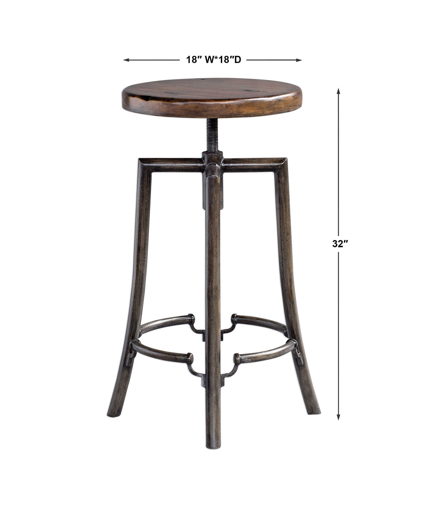 Westlyn - Industrial Bar Stool - Dark Brown & Black