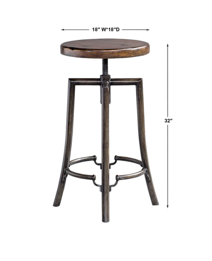 Westlyn - Industrial Bar Stool - Dark Brown & Black