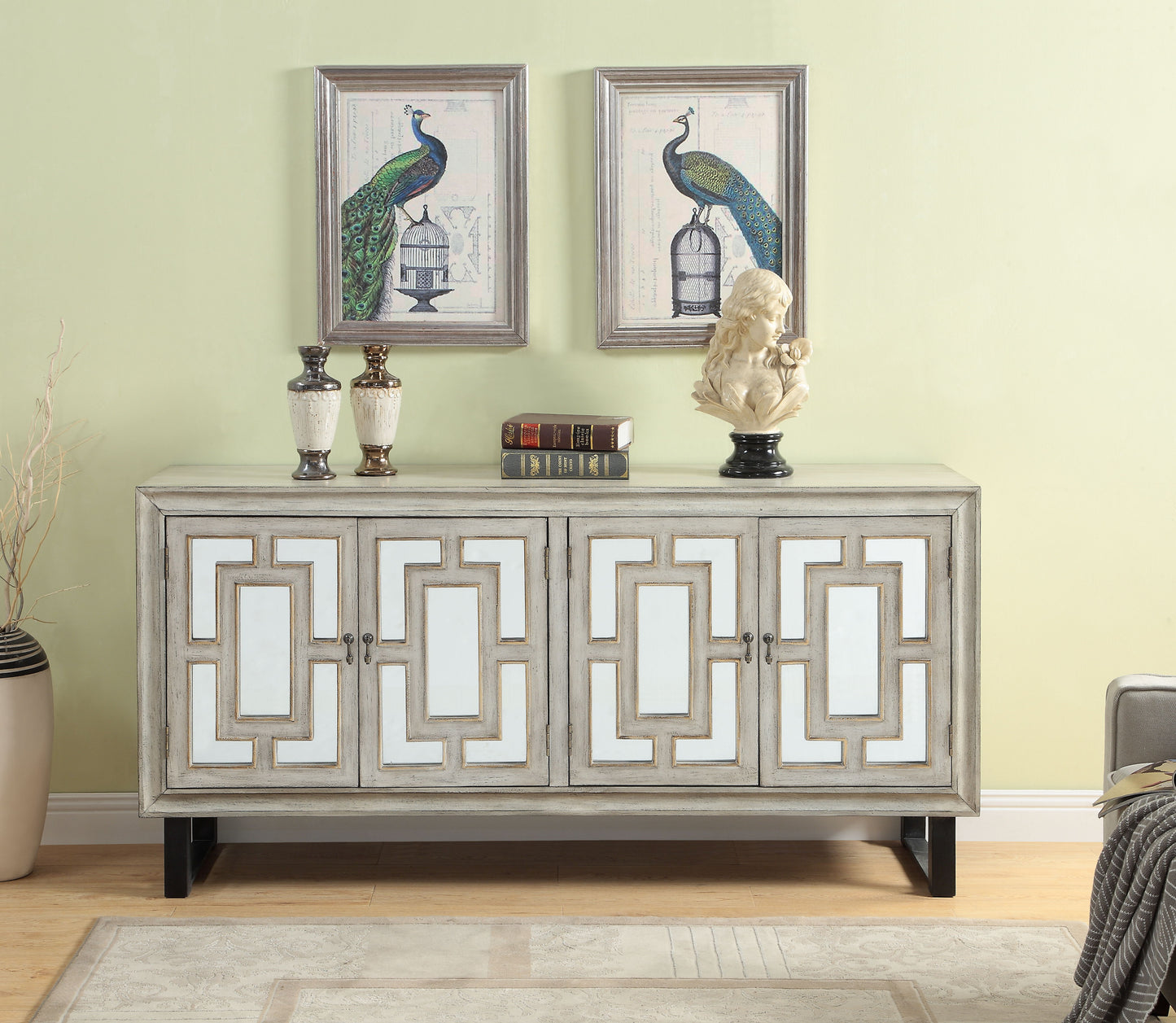 Jen - Four Door Credenza - Garner Textured Cream