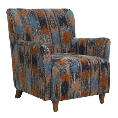 Lainey - Upholstered Ikat Armchair - Blue / Brown / Orange