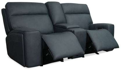 Riverton - Power Gliding Console Loveseat With Power Headrest And Lumbar - Black