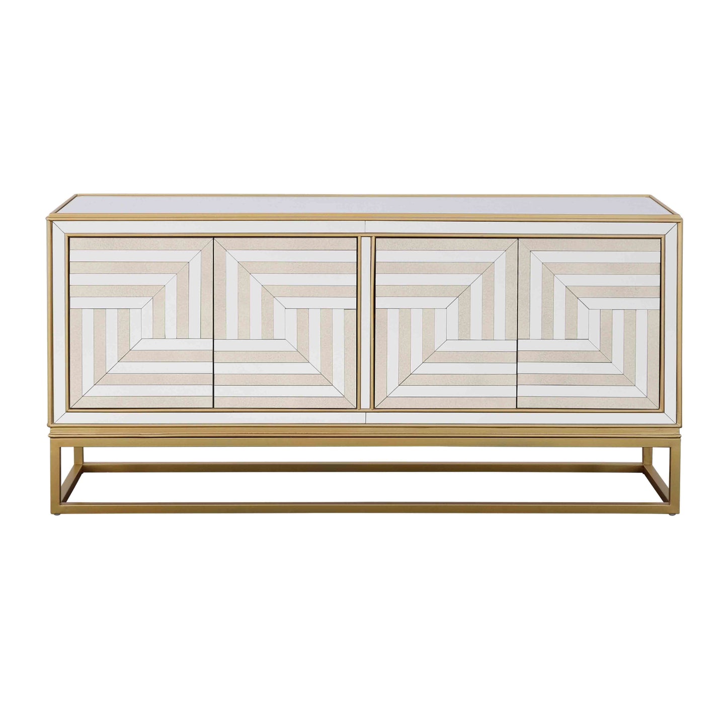 Fostoria - Four Door Credenza - Gold / Mirror