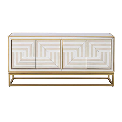 Fostoria - Four Door Credenza - Gold / Mirror