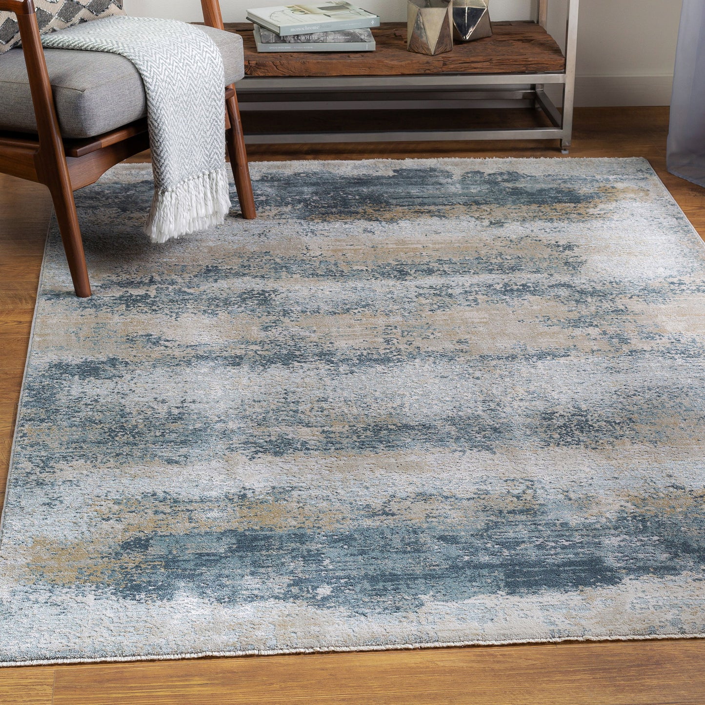 Bremen - Modern 5 X 7.5 Rug - Pearl Silver & Blue