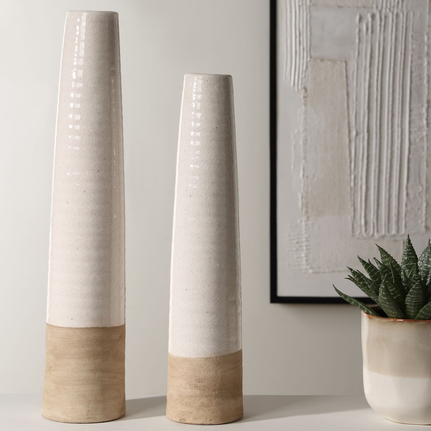 Ivory Sands - Ceramic Vases (Set of 2)