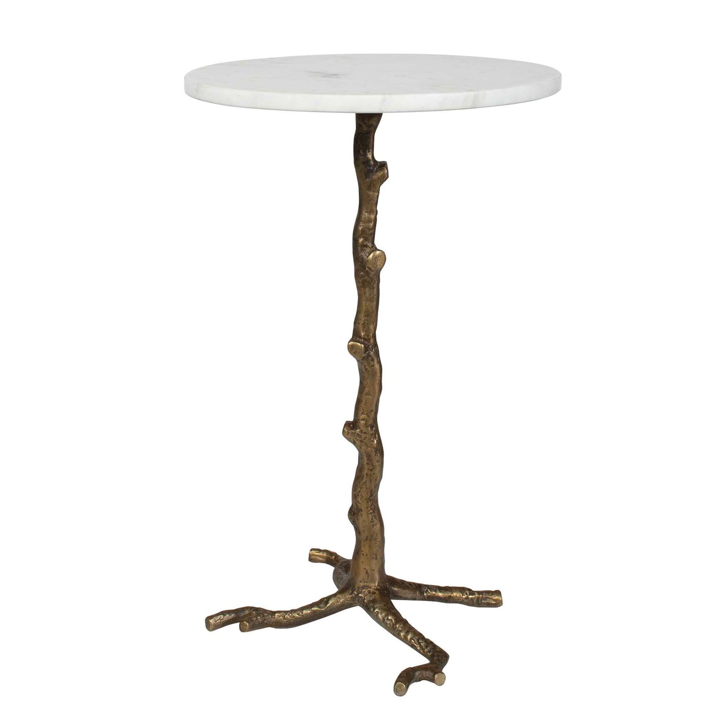 Calais - Marble Accent Table - Brass / White
