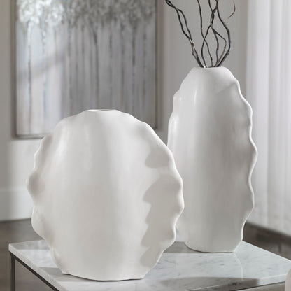 Ruffled - Feathers Modern Vases (Set of 2) - White