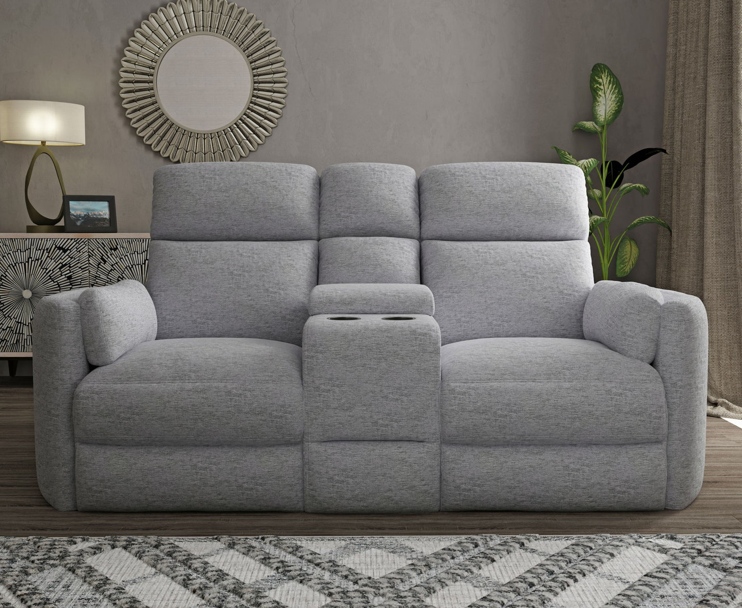 Radius - Power Glider Reclining Console Loveseat - Mineral