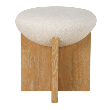 Lainie - Minimalist Accent Stool - White / Light Brown
