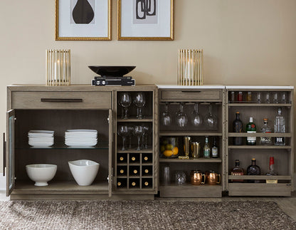 Pure Modern Dining - Multi-Functional Server With Bar Cabinet - Moonstone