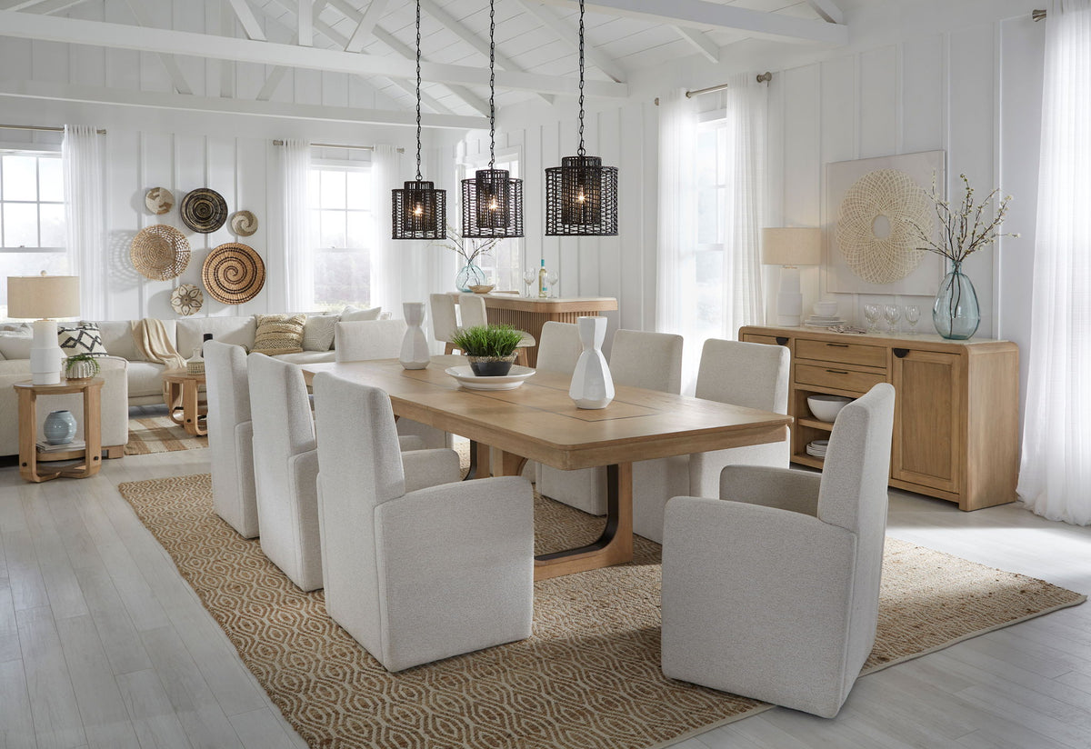 Escape - Dining Table With Extensions - Glazed Natural Oak / Black Metal Trim