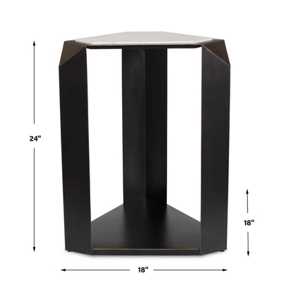 Keenan - Geometric Accent Table - Bronze / White