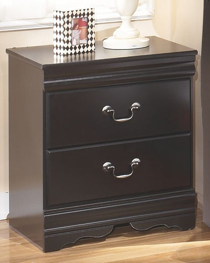 Huey - Black - Two Drawer Night Stand