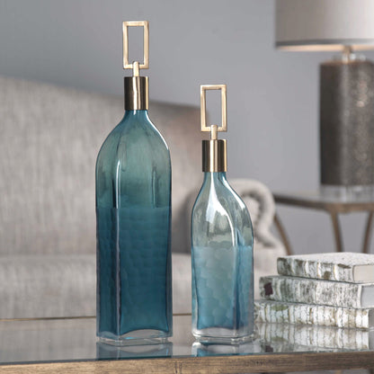 Annabella - Glass Bottles (Set of 2) - Teal