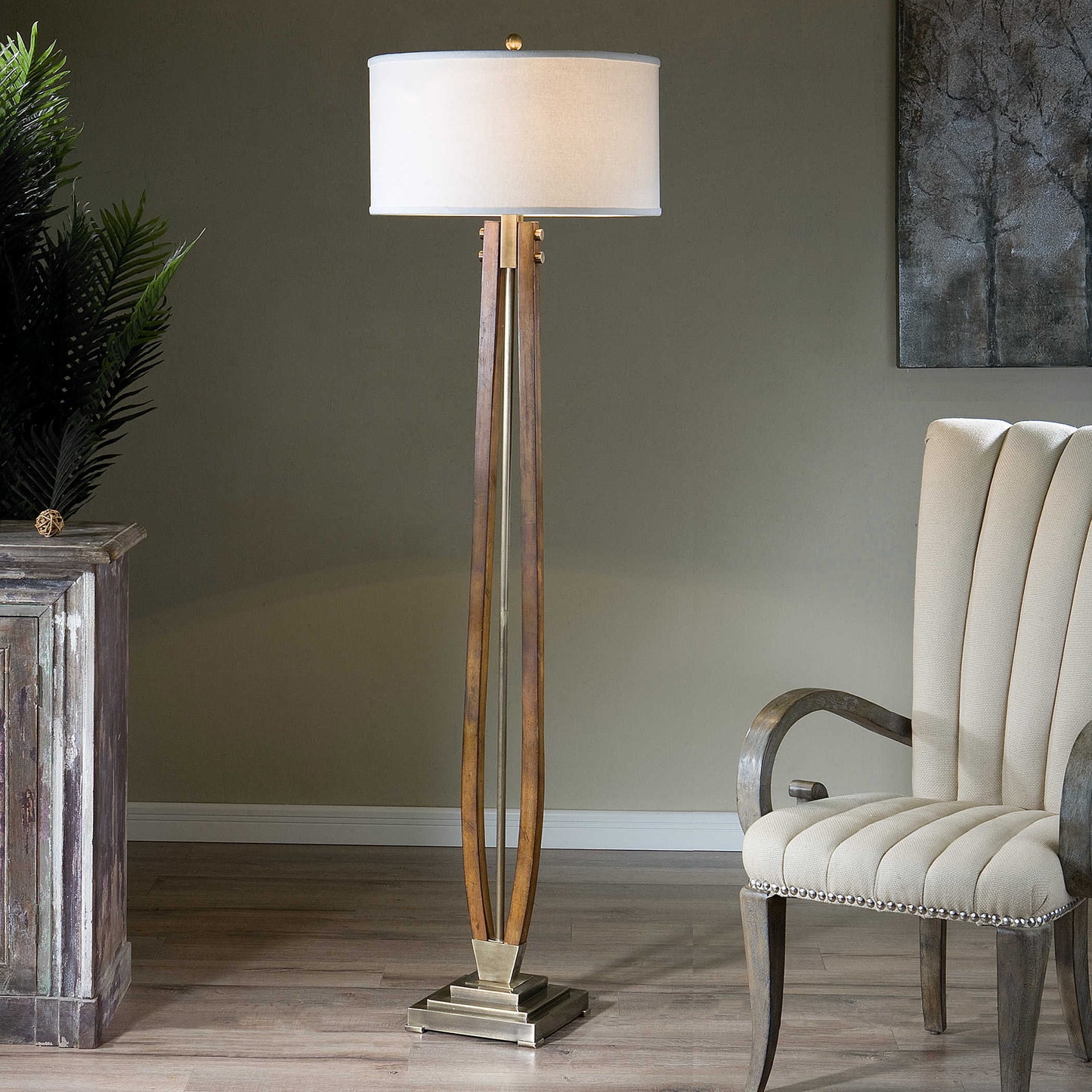 Boydton - Burnished Wood Floor Lamp - Gold