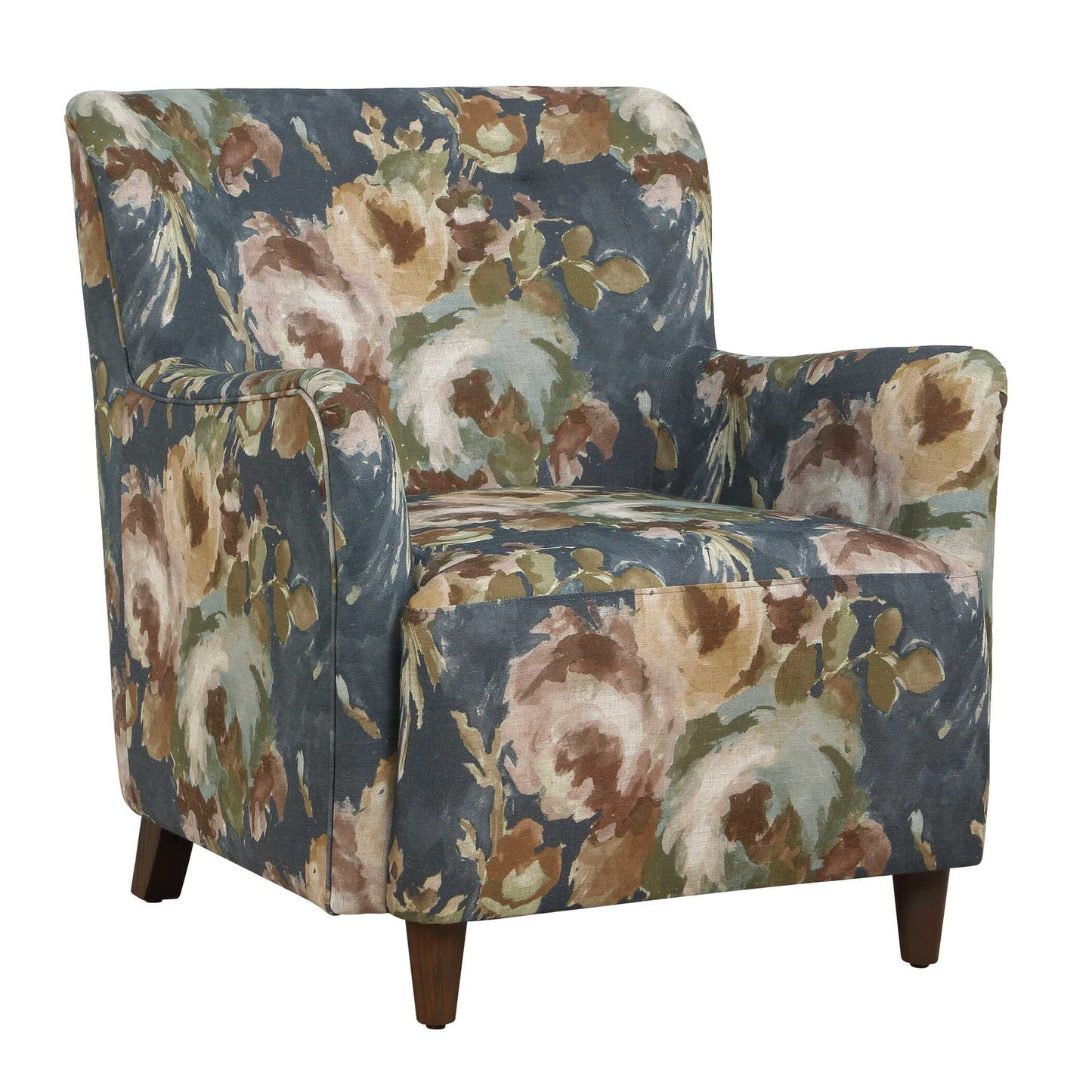 Lainey - Floral Upholstered Armchair - Blue