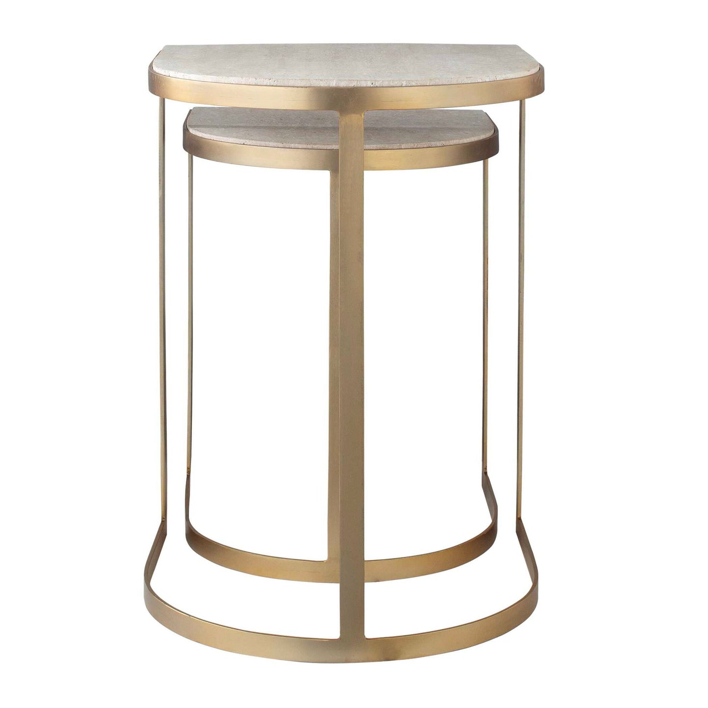 Lindon - Travertine Nesting Tables Set - Gold / White