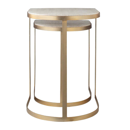 Lindon - Travertine Nesting Tables Set - Gold / White