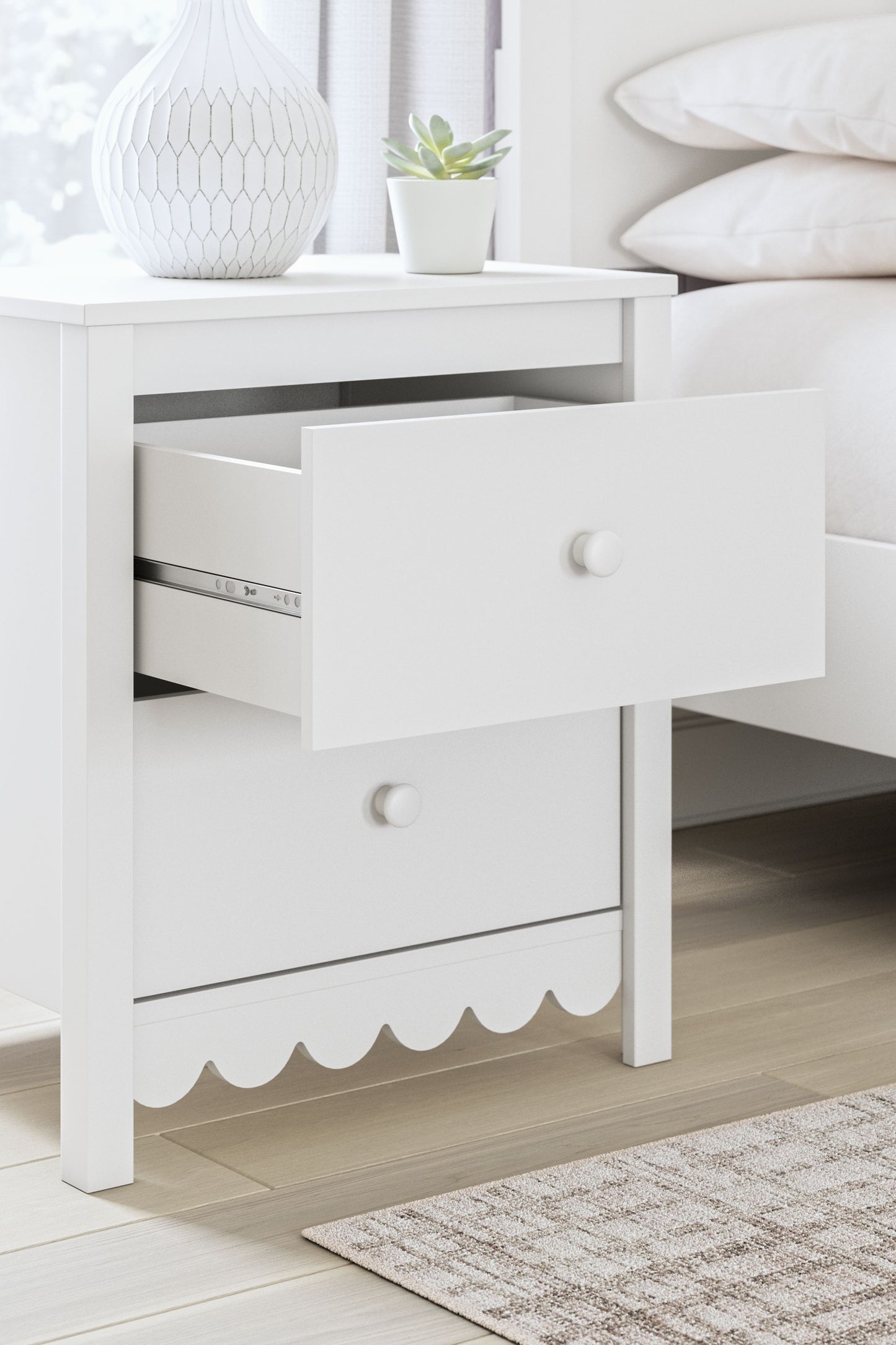 Hallityn - White - Two Drawer Night Stand