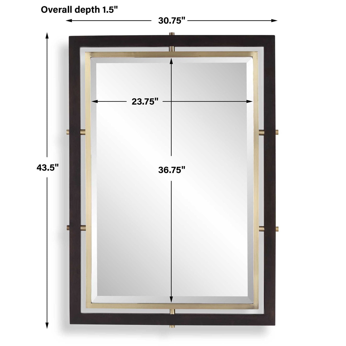 Bach - Rectangle Mirror - Walnut & Brass