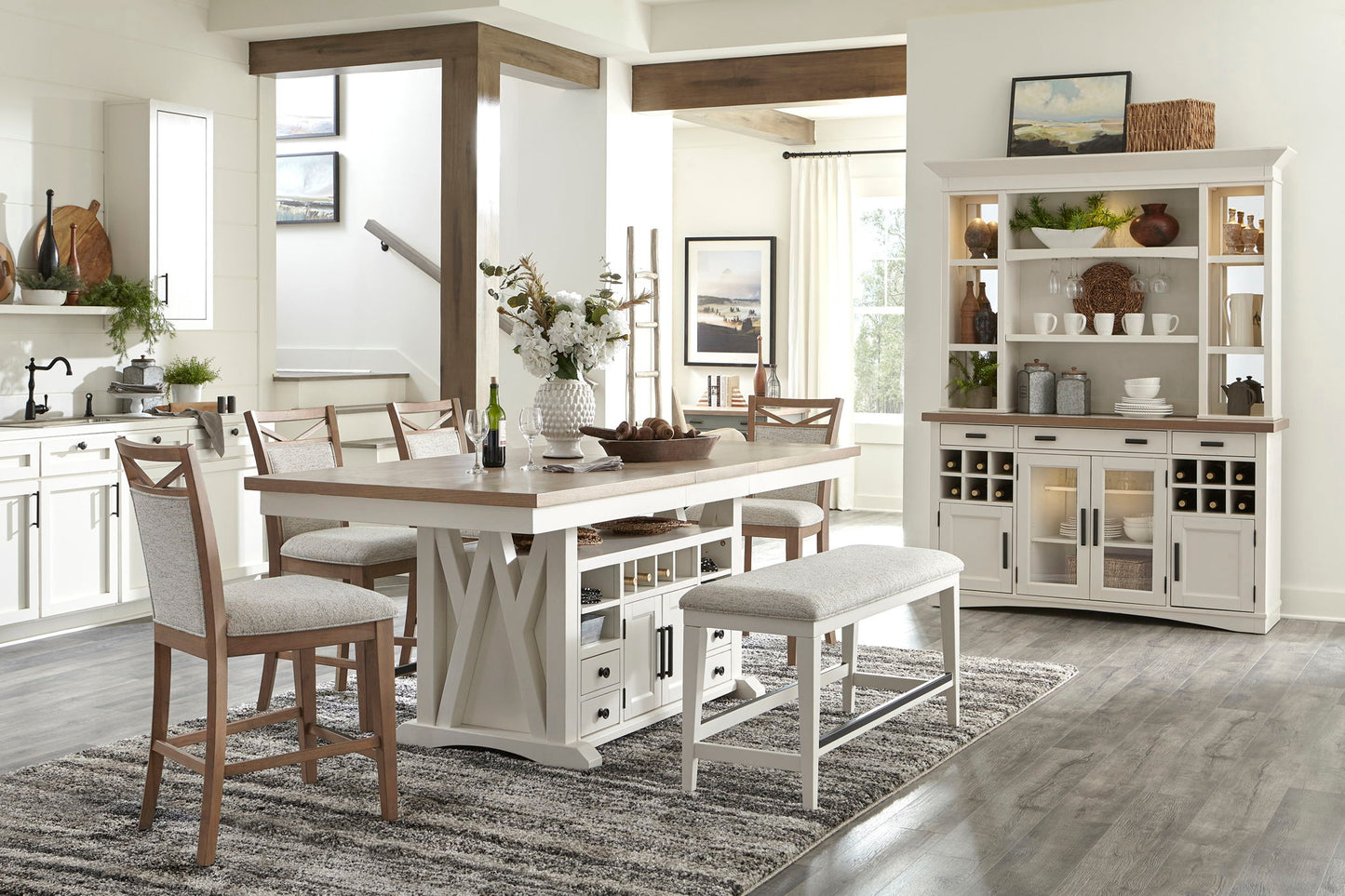 Americana Modern Dining - Island Counter-Height Extendable Dining Table - Cotton