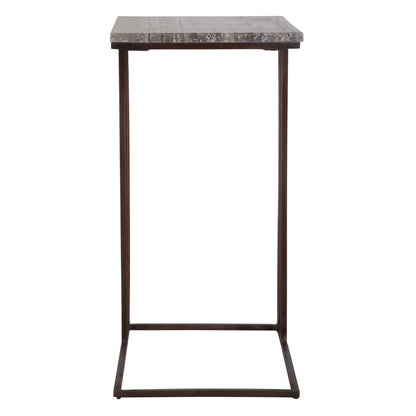 Theodore - Travertine Accent Table - Dark Brown