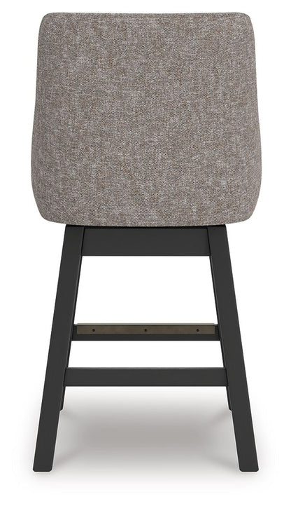 Neymorton - Upholstered Swivel Barstool (Set of 2) - Dark Grayish Brown