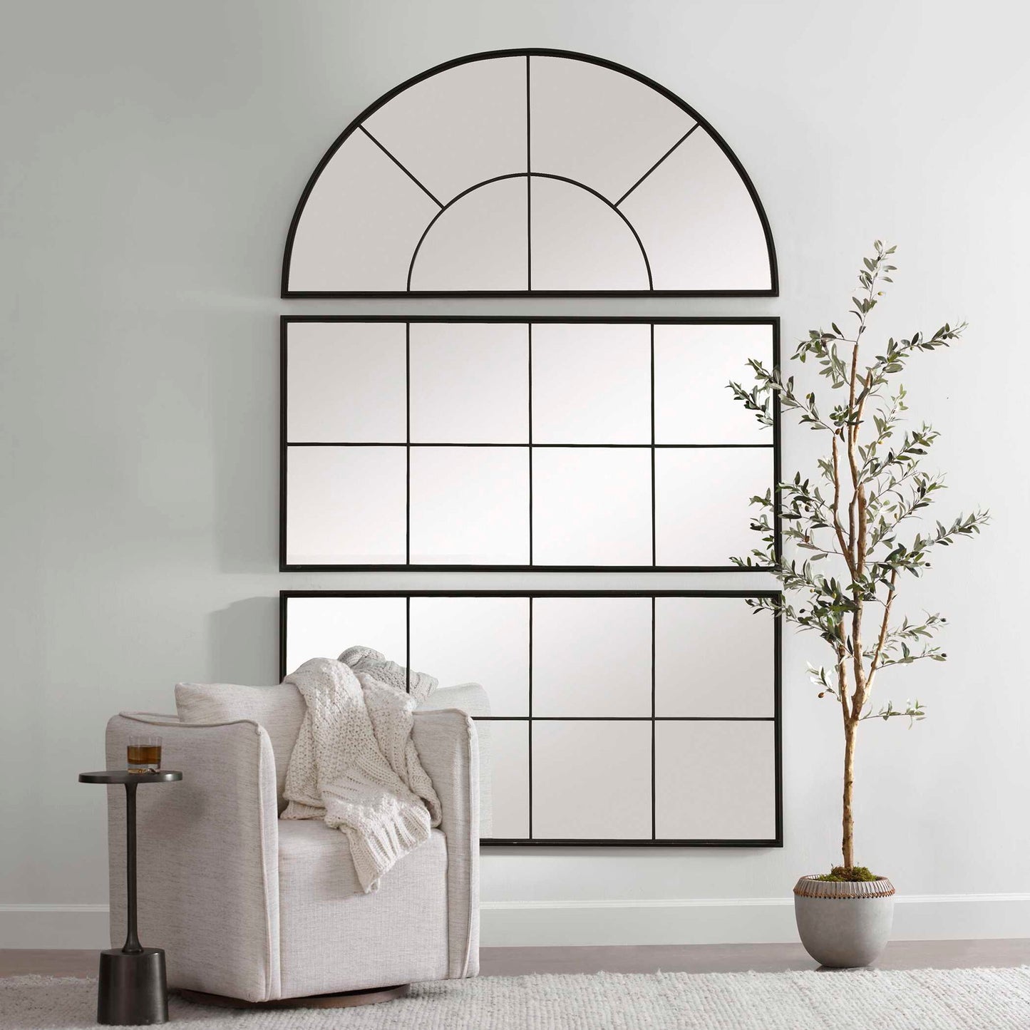 Rousseau - Iron Window Mirror - Black