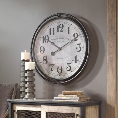 Nakul - Industrial Wall Clock - Pearl Silver