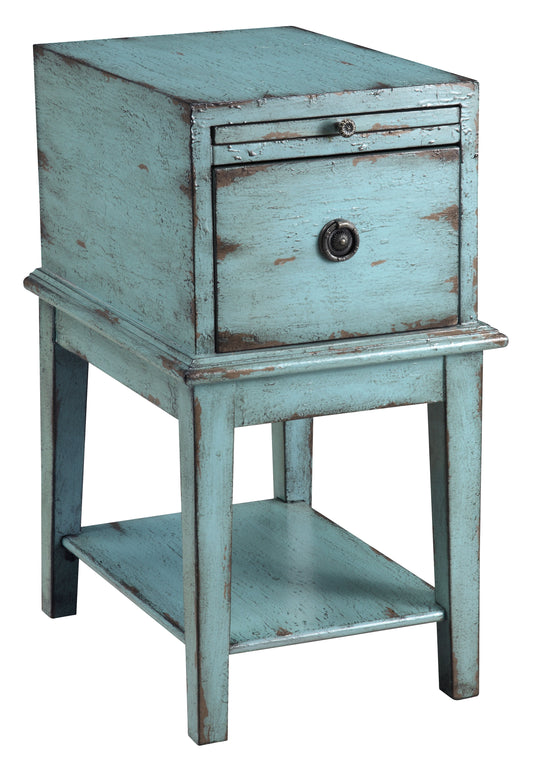 Aubrye - One Drawer Chest - Bayberry Blue Rubthrough